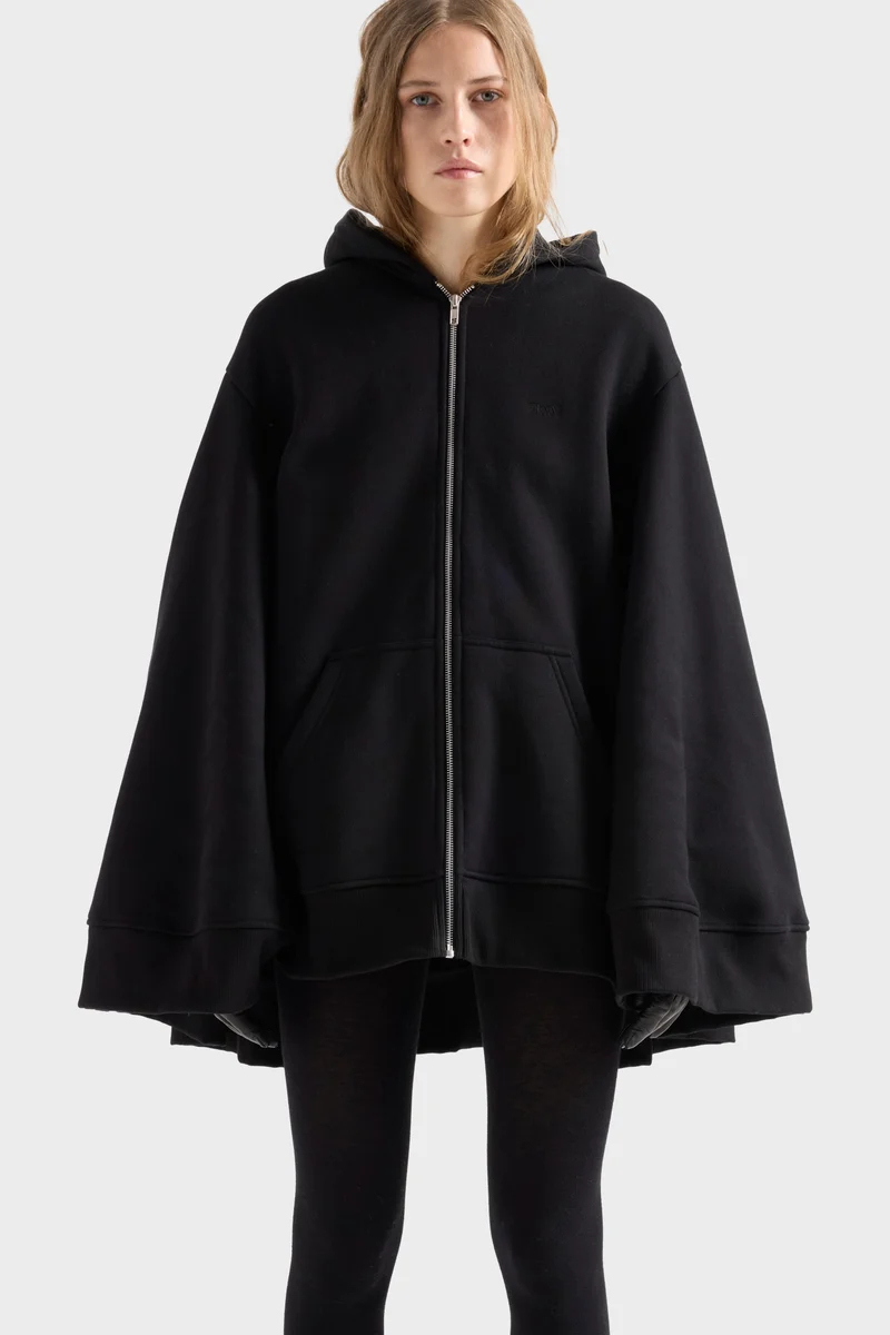 OVERSIZE ZIP HOODIE in Black