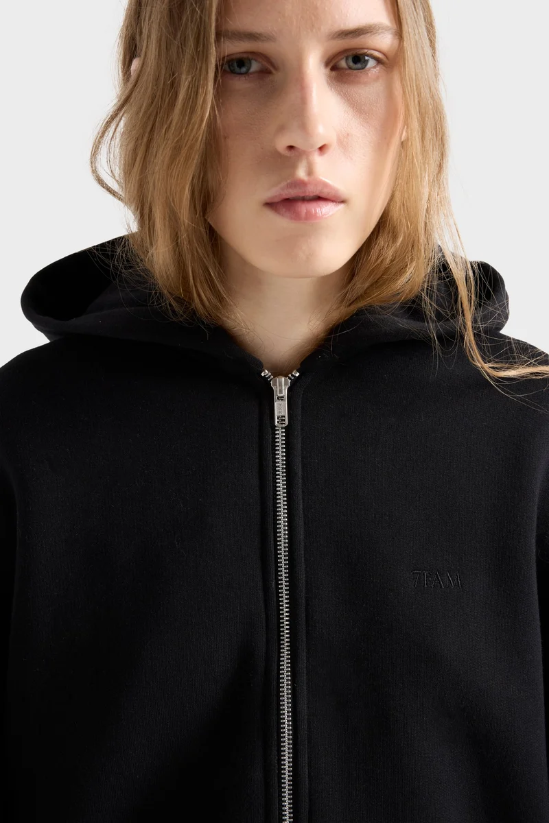 OVERSIZE ZIP HOODIE in Black