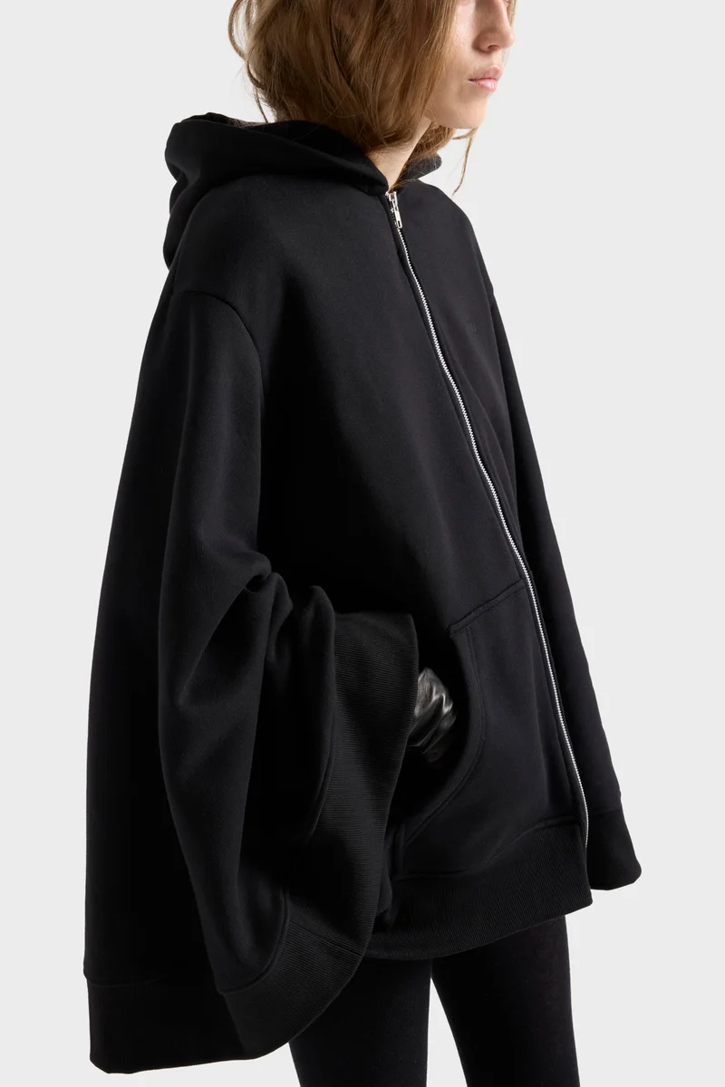 OVERSIZE ZIP HOODIE in Black