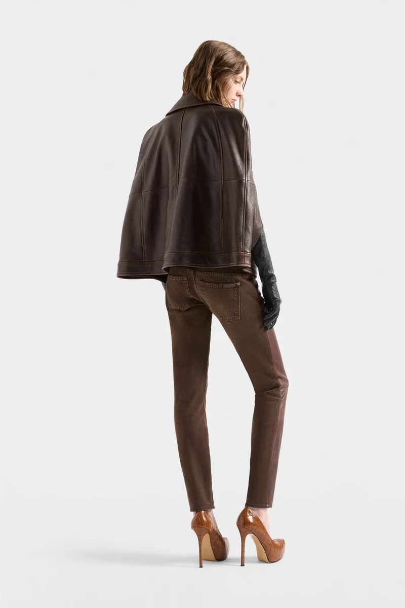CAPE in Leather Burnt Chestnut