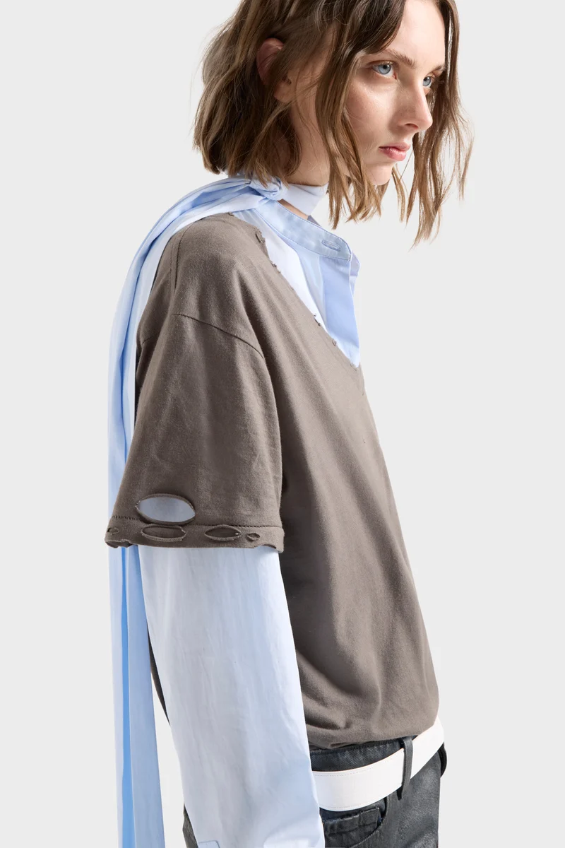 V-NECK POCKET TEE in Jersey Army
