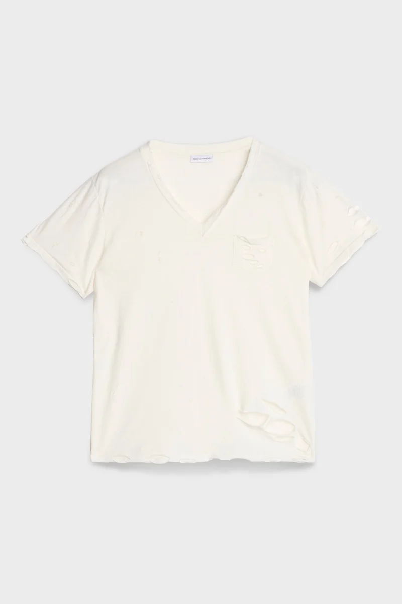 V-NECK POCKET TEE in Jersey Shell