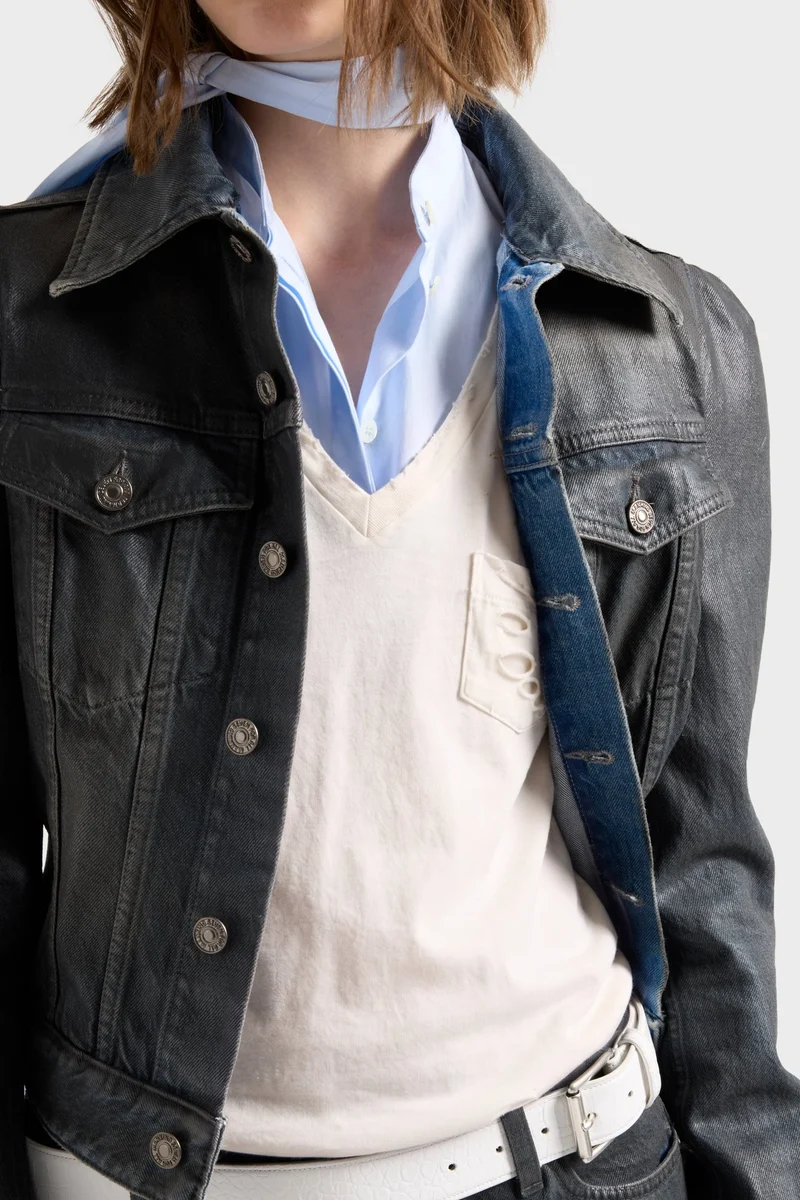 V-NECK POCKET TEE in Jersey Shell