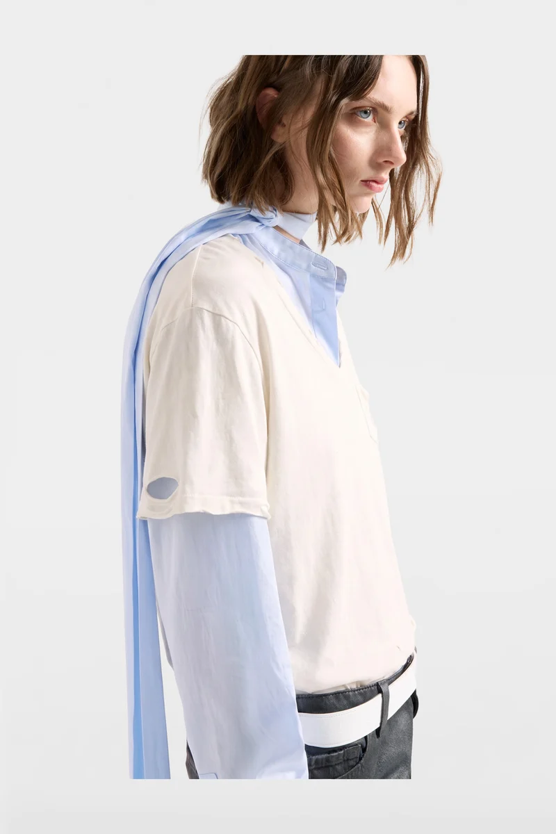 V-NECK POCKET TEE in Jersey Shell