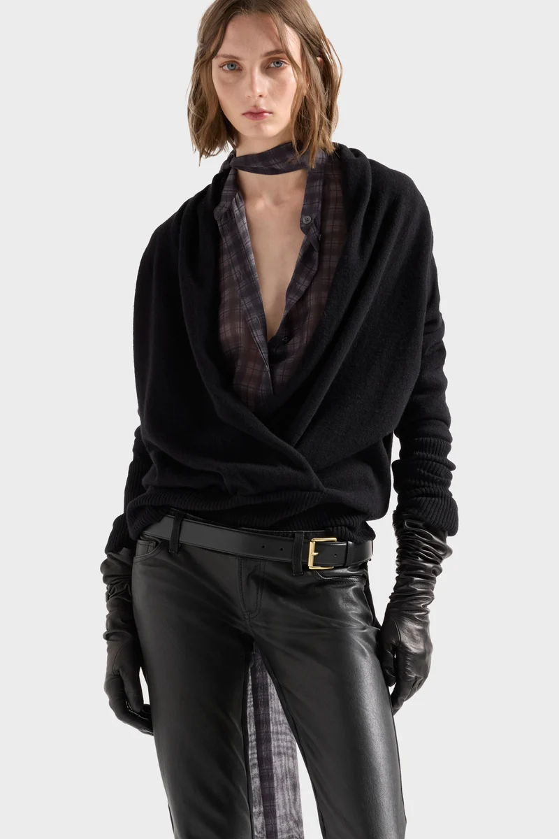 WRAP V-NECK SWEATER in Wool Eclipse