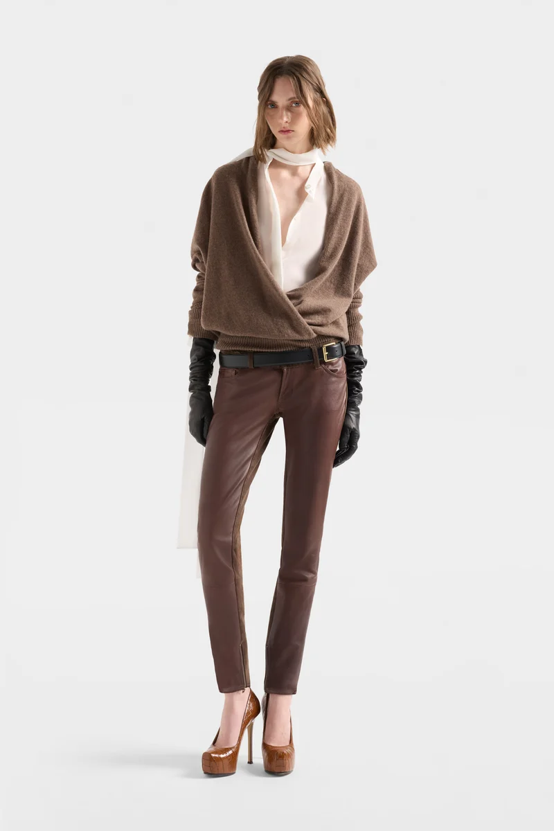 WRAP V-NECK SWEATER in Wool Seashell