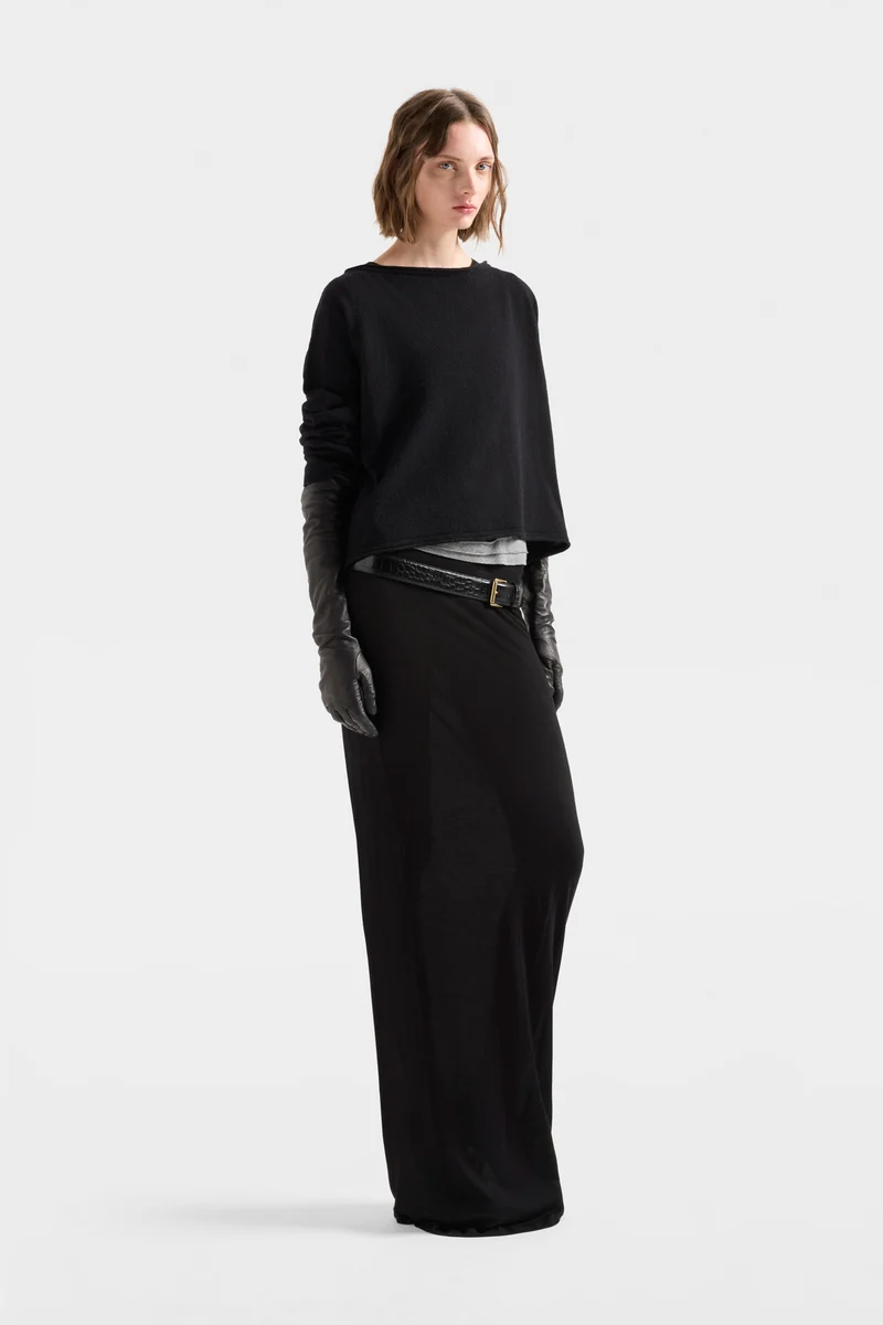 BOAT NECK CROPPED SWEATER in Wool Eclipse