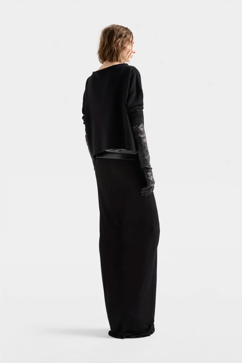 BOAT NECK CROPPED SWEATER in Wool Eclipse