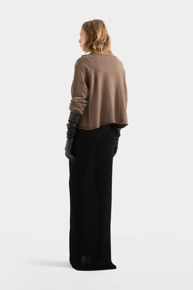 BOAT NECK CROPPED SWEATER in Wool Seashell