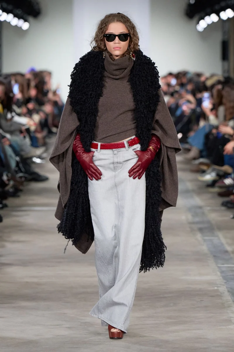 HIGH NECK SHAWL SWEATER in Wool Bark