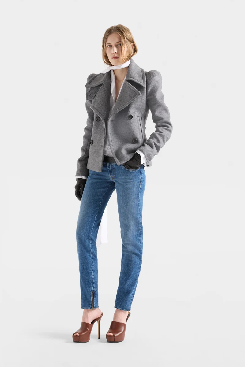 LONG SLEEVE BOW SHIRT in Poplin Off White
