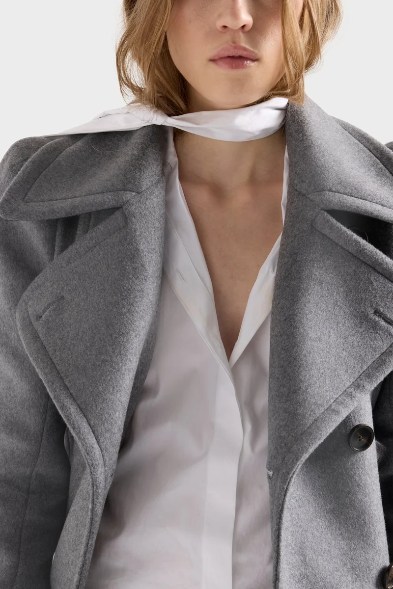 LONG SLEEVE BOW SHIRT in Poplin Off White