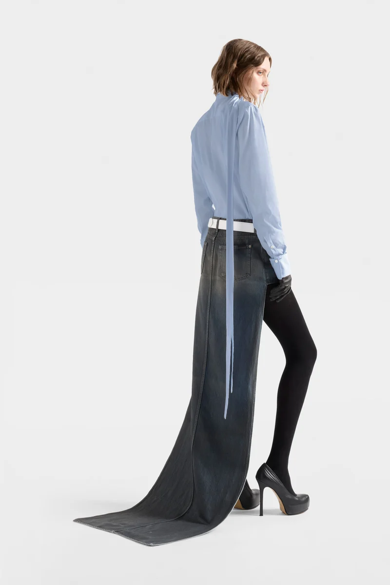 LONG SLEEVE BOW SHIRT in Poplin Sky Blue