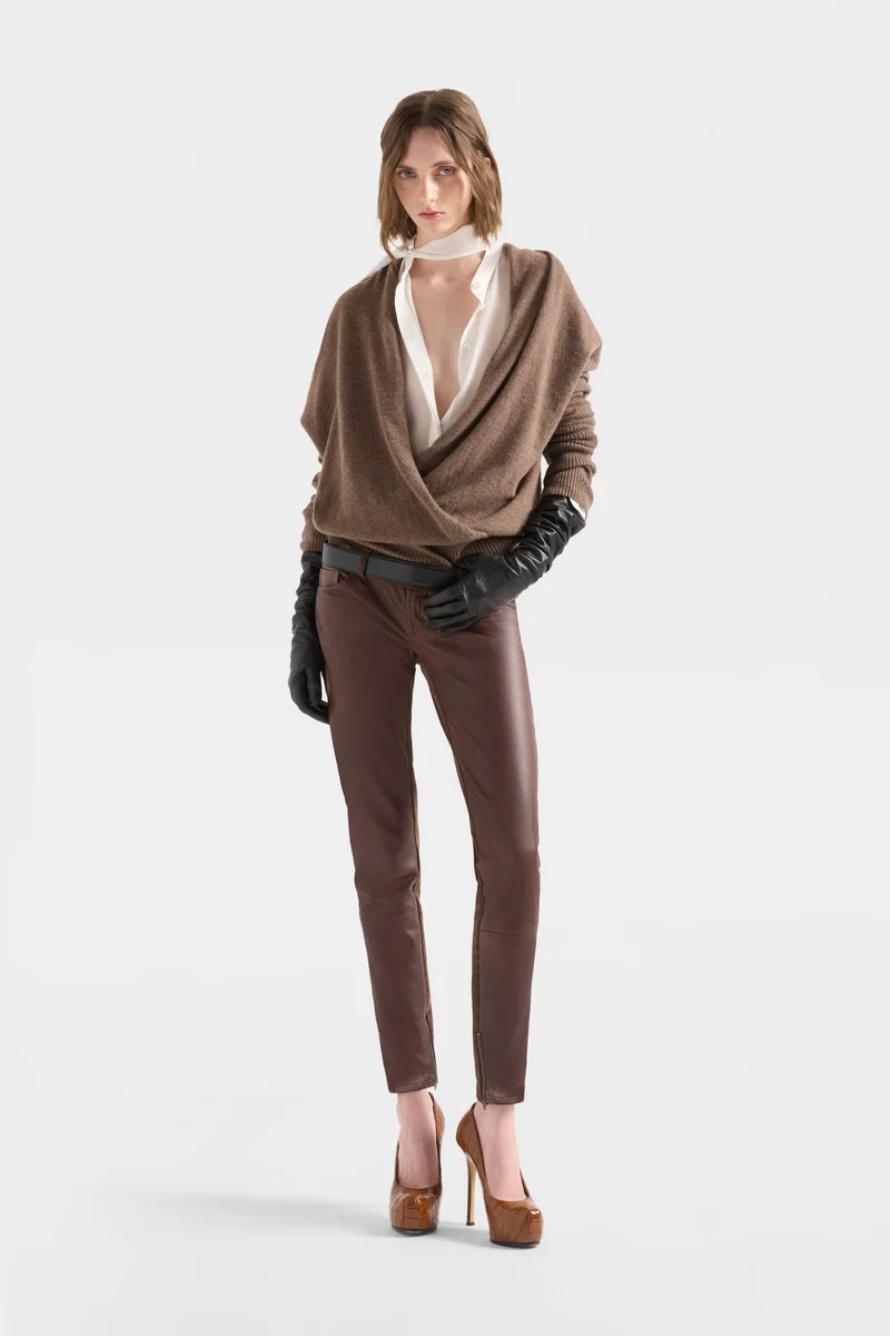LONG SLEEVE BOW SHIRT in Silk Ivory