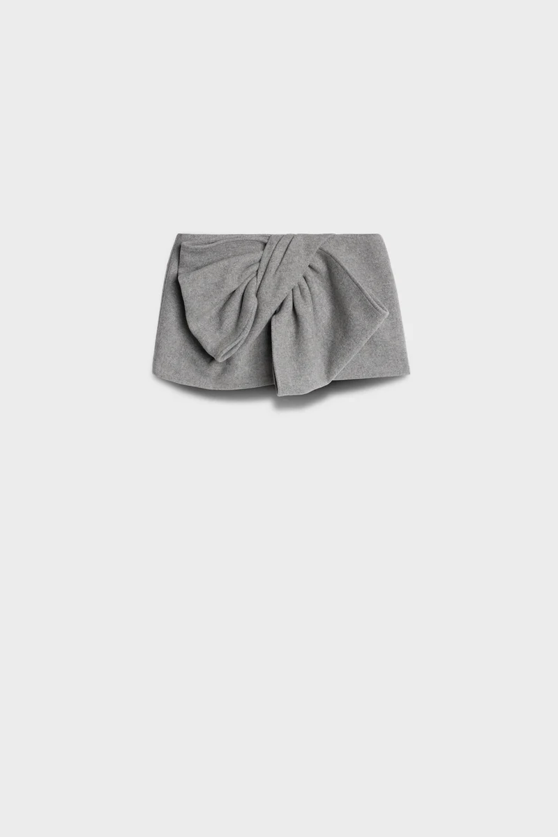 BOW MINI SKIRT in Wool Blend Slate