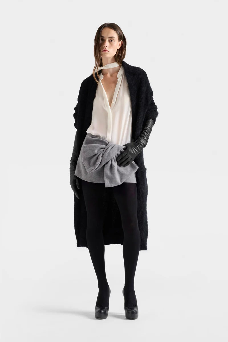BOW MINI SKIRT in Wool Blend Slate