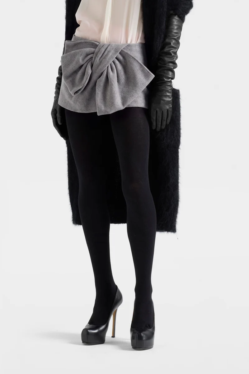 BOW MINI SKIRT in Wool Blend Slate