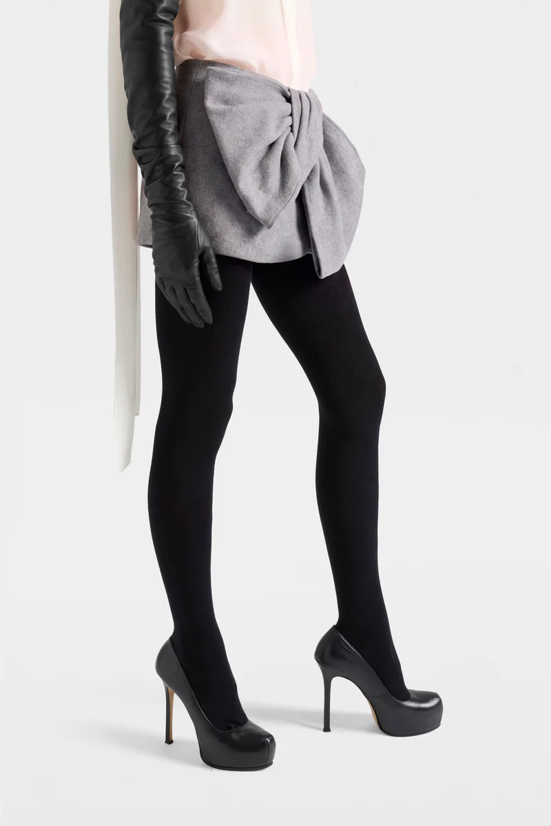BOW MINI SKIRT in Wool Blend Slate