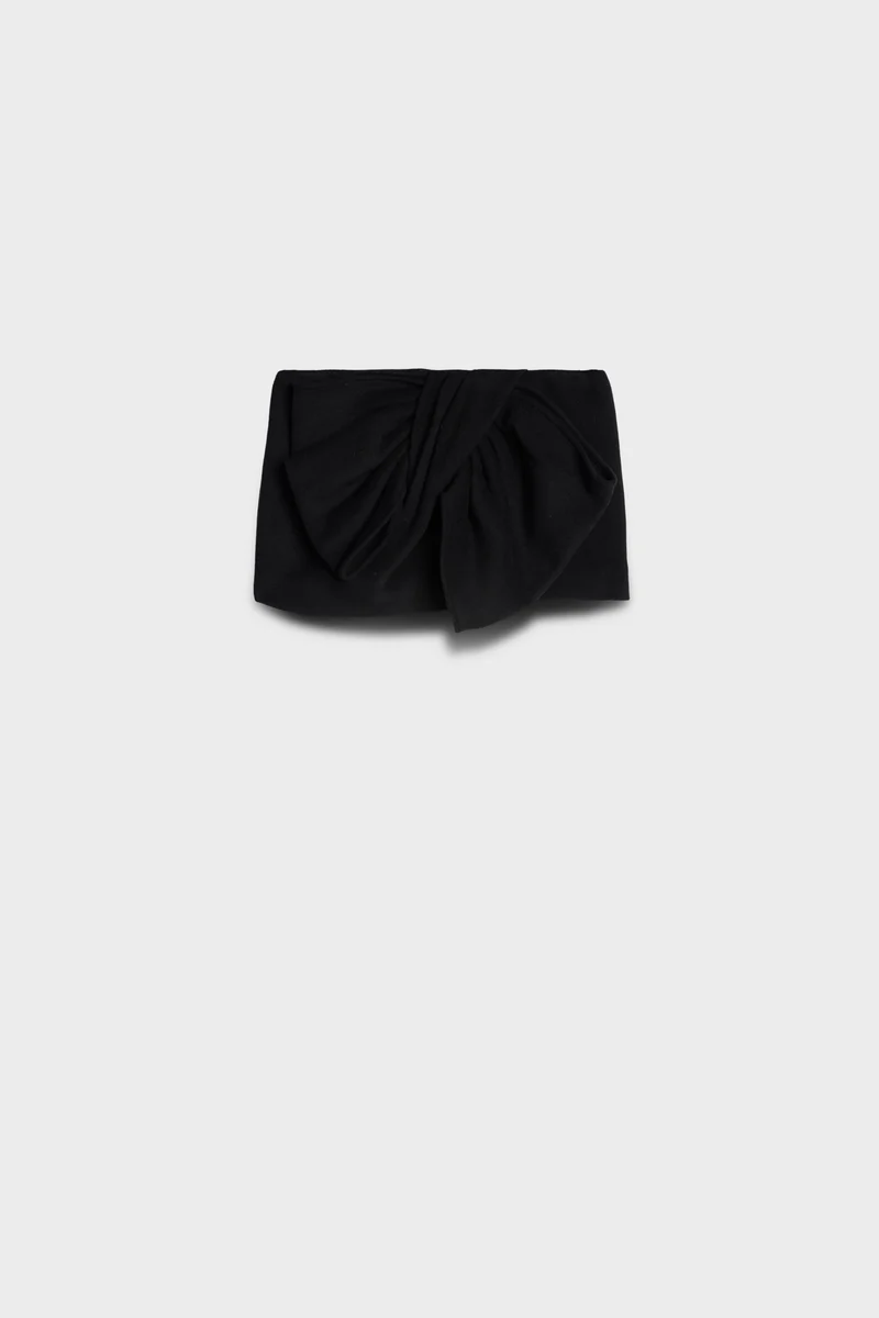 BOW MINI SKIRT in Wool Blend Black