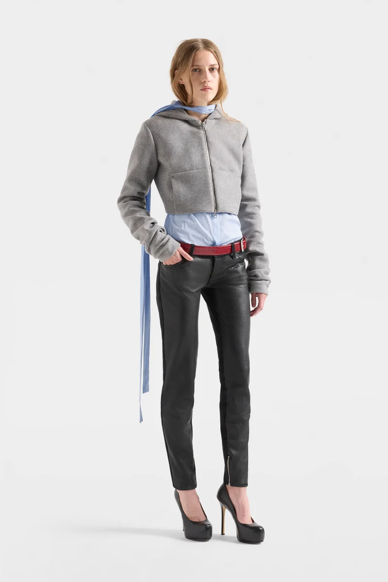 RUCHED ZIP HOODIE in Wool Slate