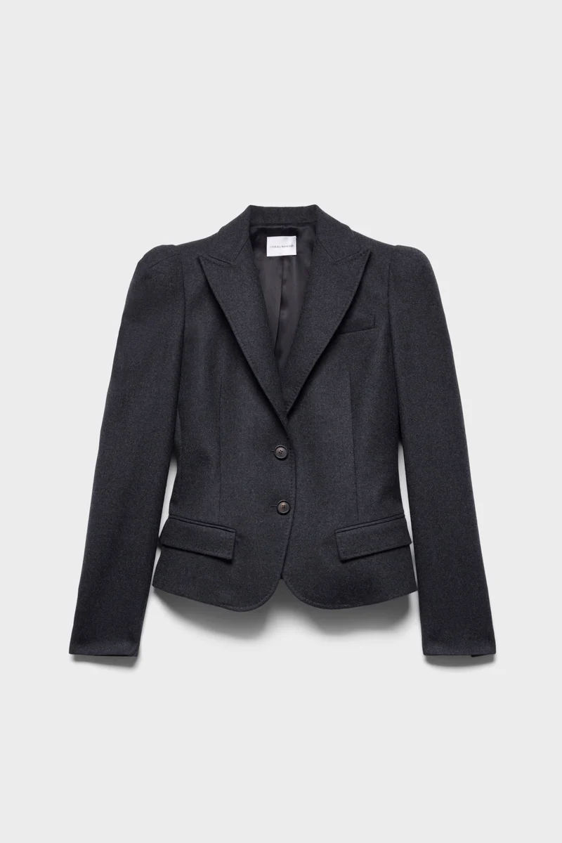 HIGH SHOULDER BLAZER in Wool Mink