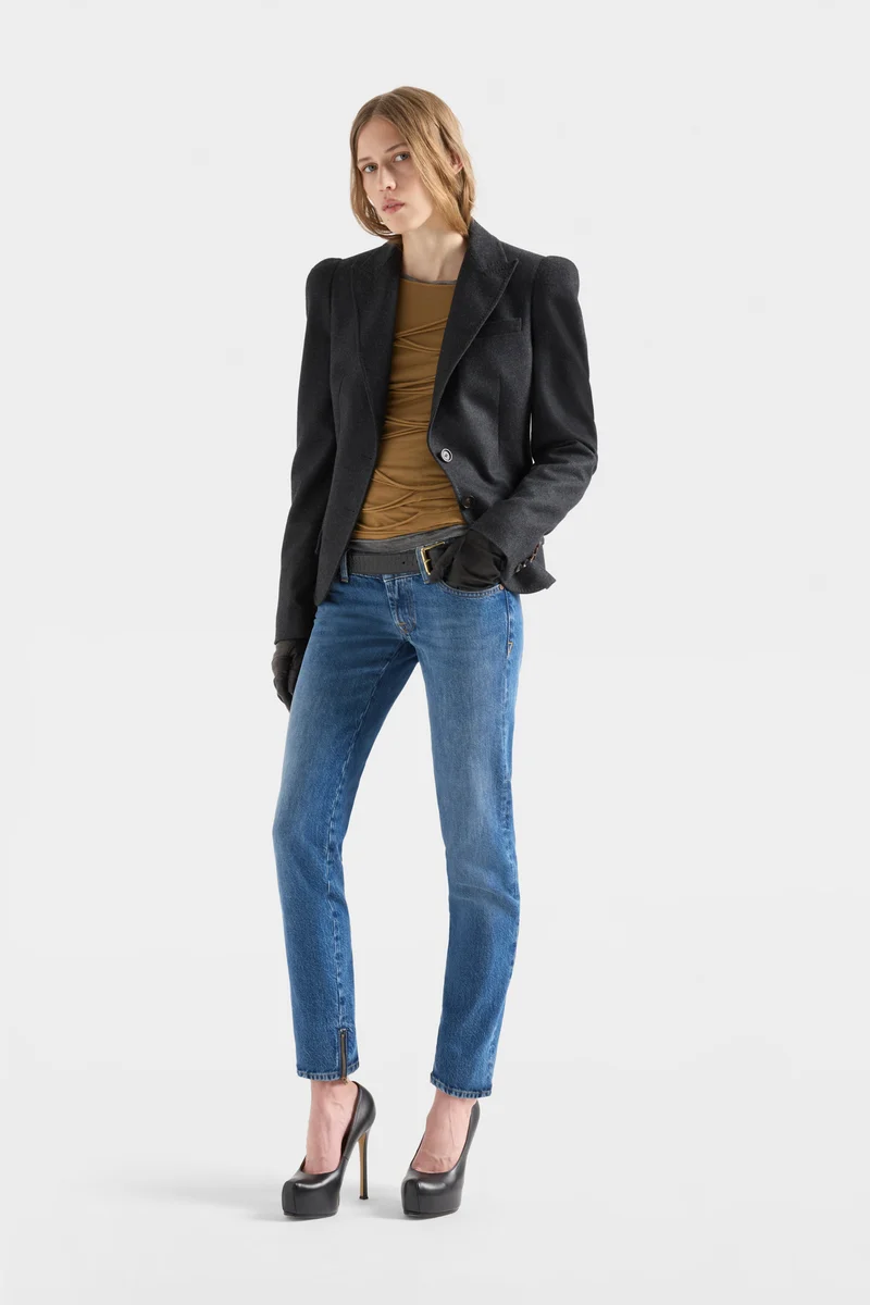 HIGH SHOULDER BLAZER in Wool Mink