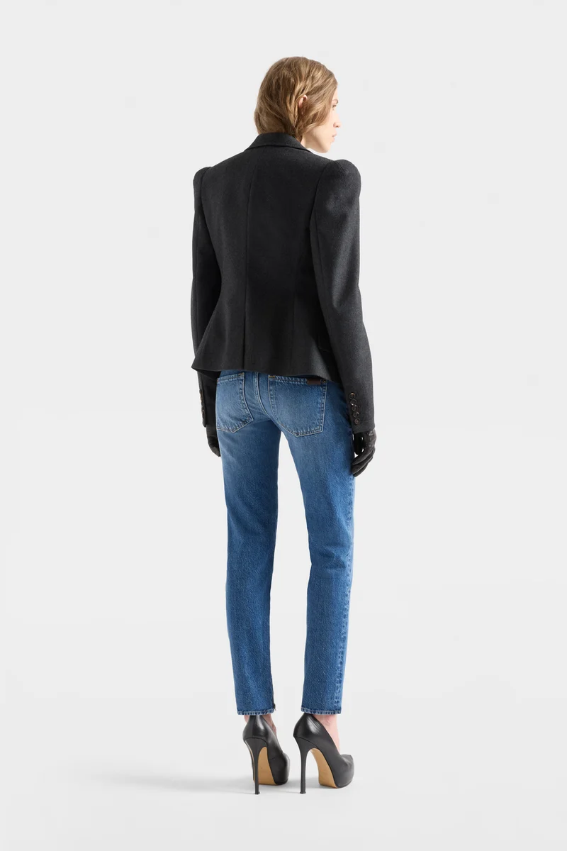 HIGH SHOULDER BLAZER in Wool Mink