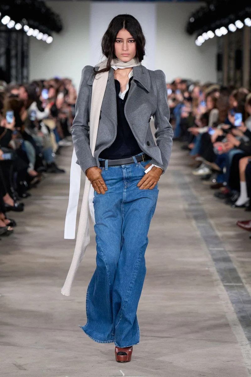 DOUBLE BREASTED HIGH SHOULDER JACKET in Wool Mink