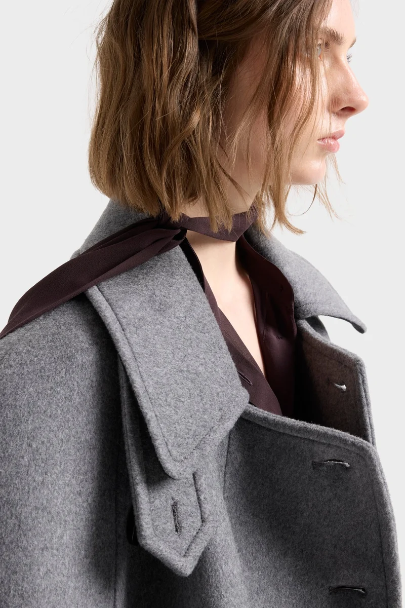 DOUBLE BREASTED CAPE in Wool Mink