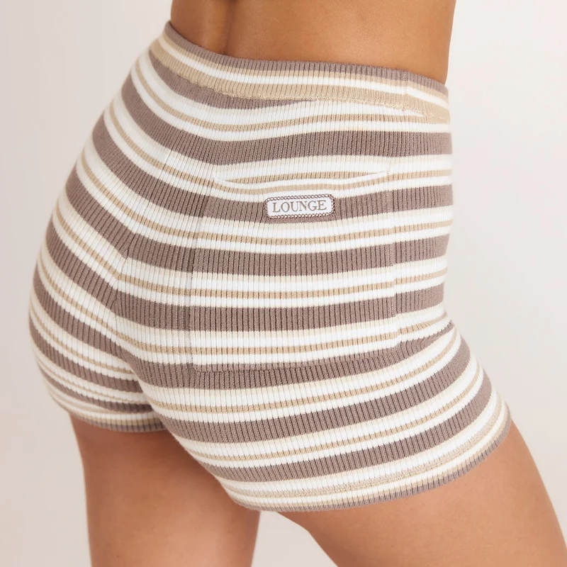 Strickshorts - Hellbraune Streifen