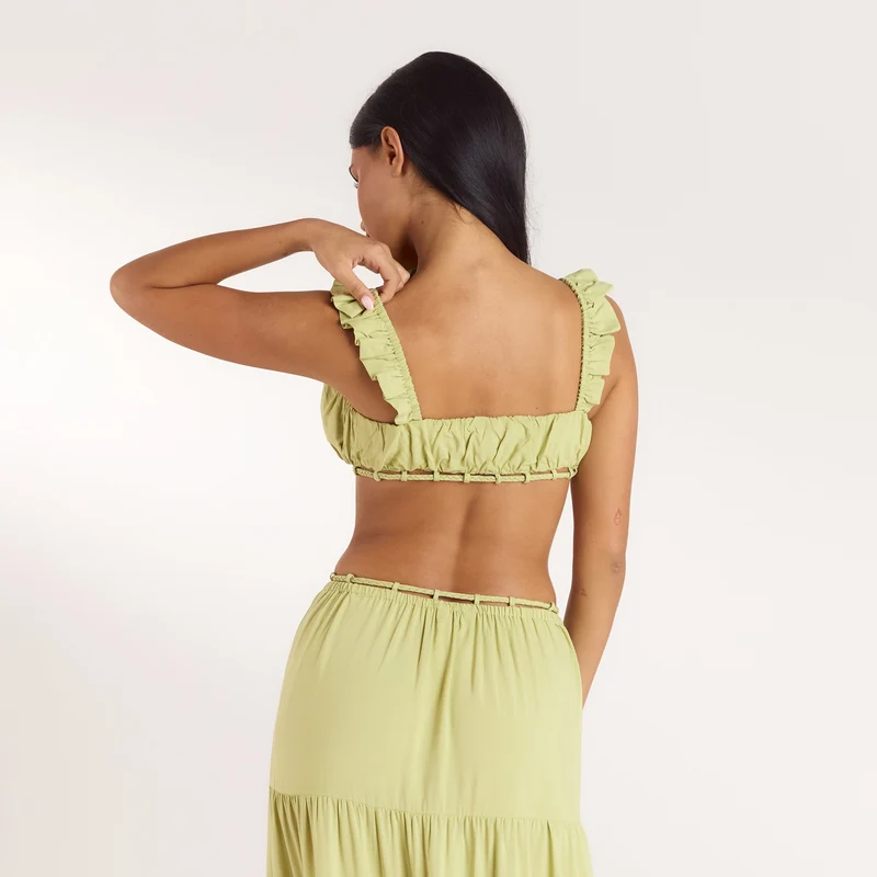 Gerüschtes Bralette (Set) - Gewaschene Limone