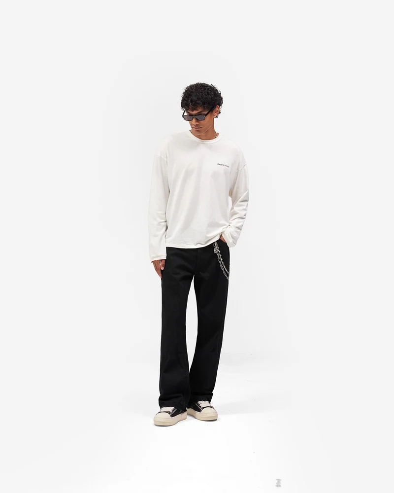 Lowercase Logo Long Sleeve T-Shirt - Flat White
