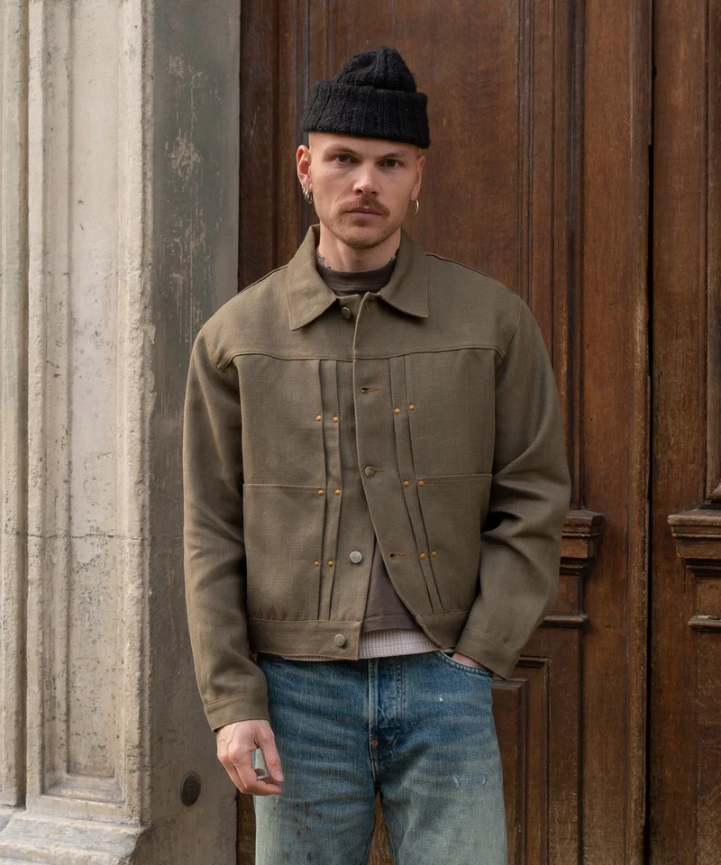 REWORK® DOUBLE PLEATED LINEN JACKET