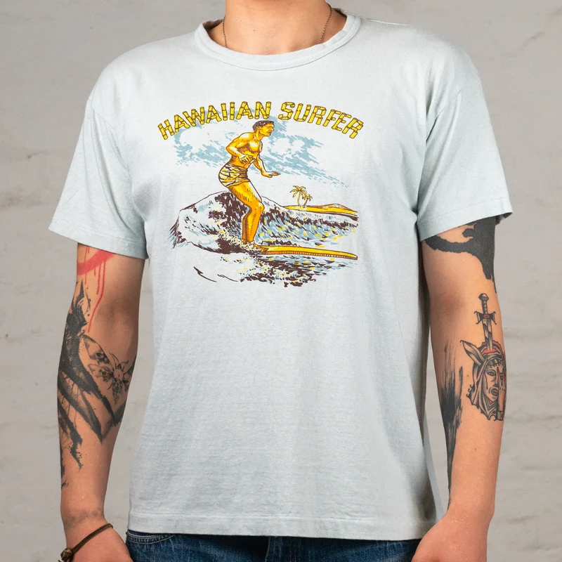 Second Hand Series Hawaiian Surfer T-Shirt Sax