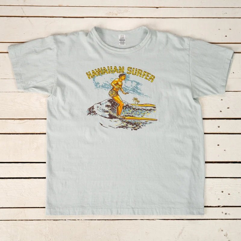 Second Hand Series Hawaiian Surfer T-Shirt Sax