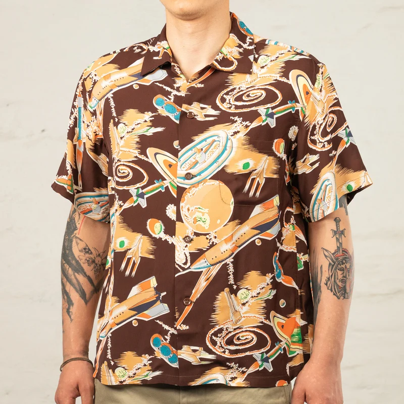 "The Space Ship" Special Edition Hawaiihemd Braun