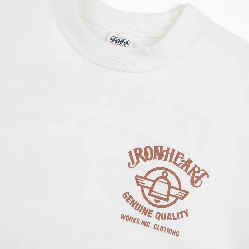 IHT-2603-WHT 7,5 oz. Printed Loopwheel Crew Neck T-Shirt Weiß