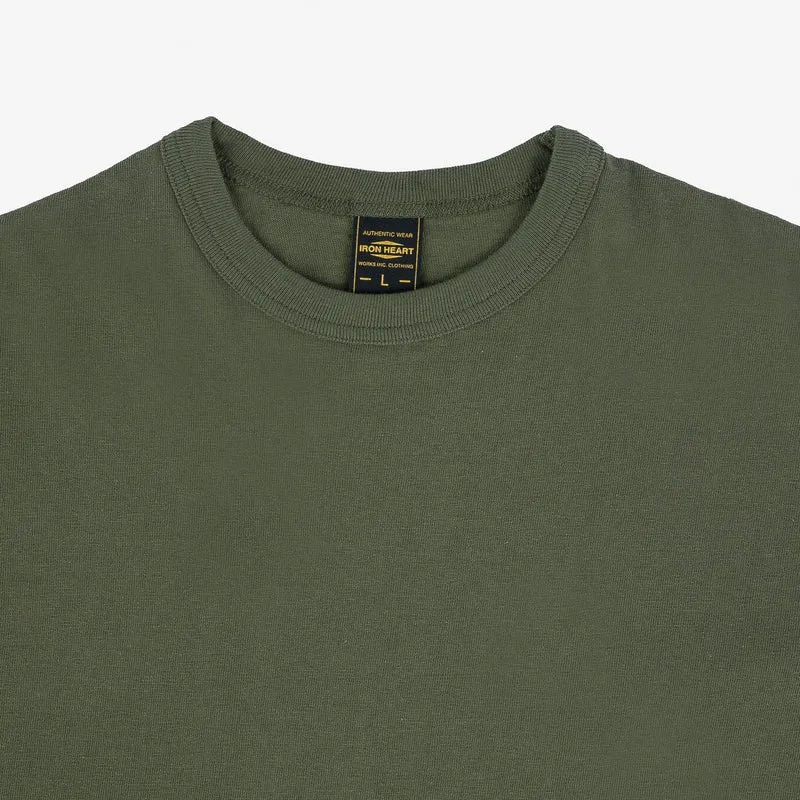 IHT-1610L-OLV 6,5 oz. Loopwheel Crew Neck T-Shirt (with longer body) Oliv