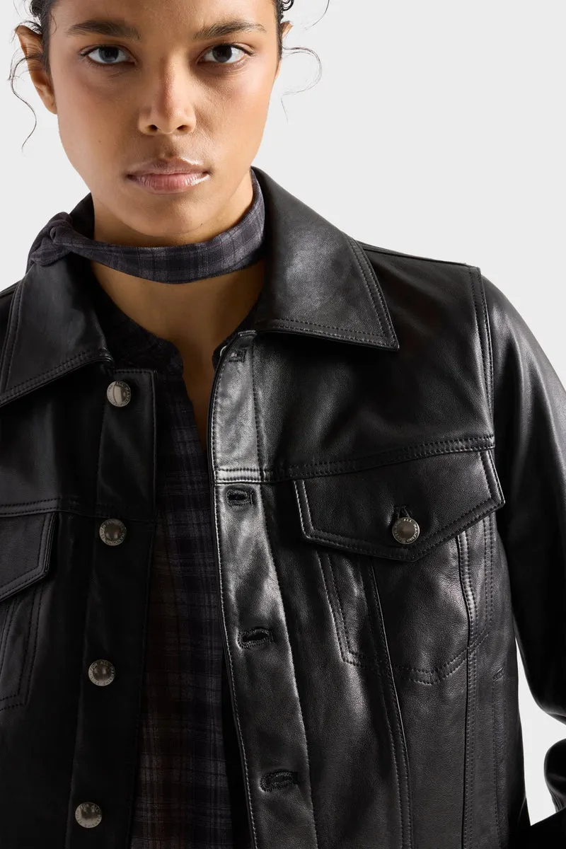 ADI TRUCKER JACKET in Leather Black