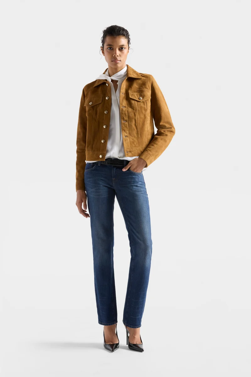 ADI TRUCKER JACKET in Suede Cognac