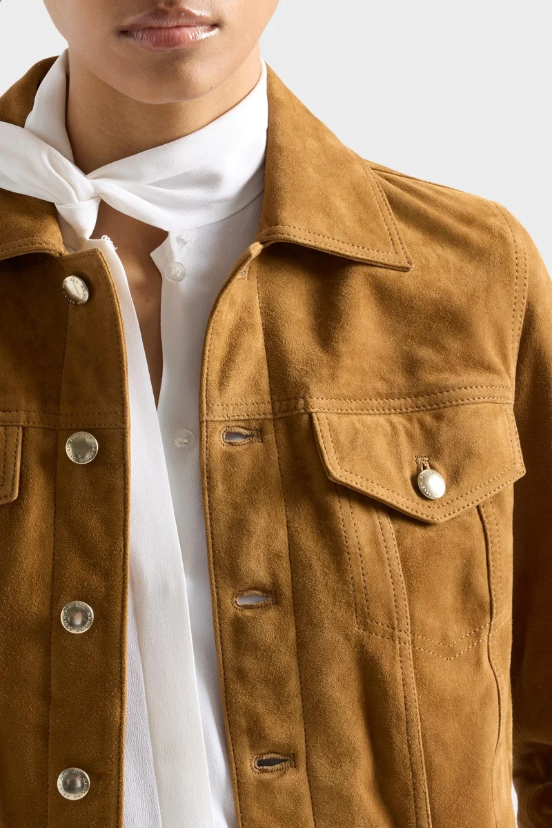 ADI TRUCKER JACKET in Suede Cognac