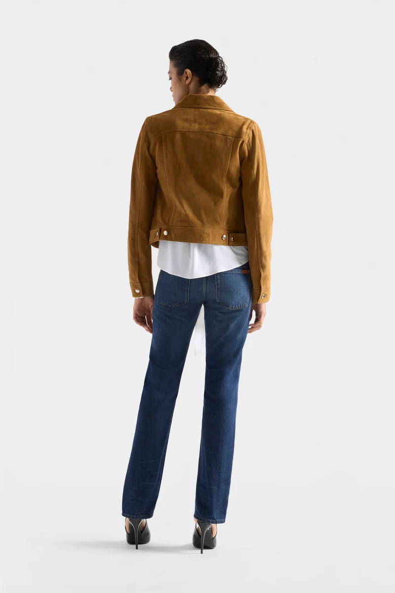 ADI TRUCKER JACKET in Suede Cognac