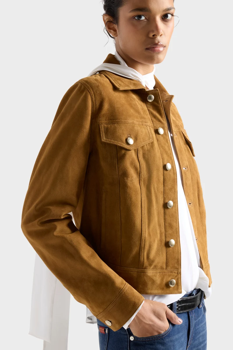 ADI TRUCKER JACKET in Suede Cognac