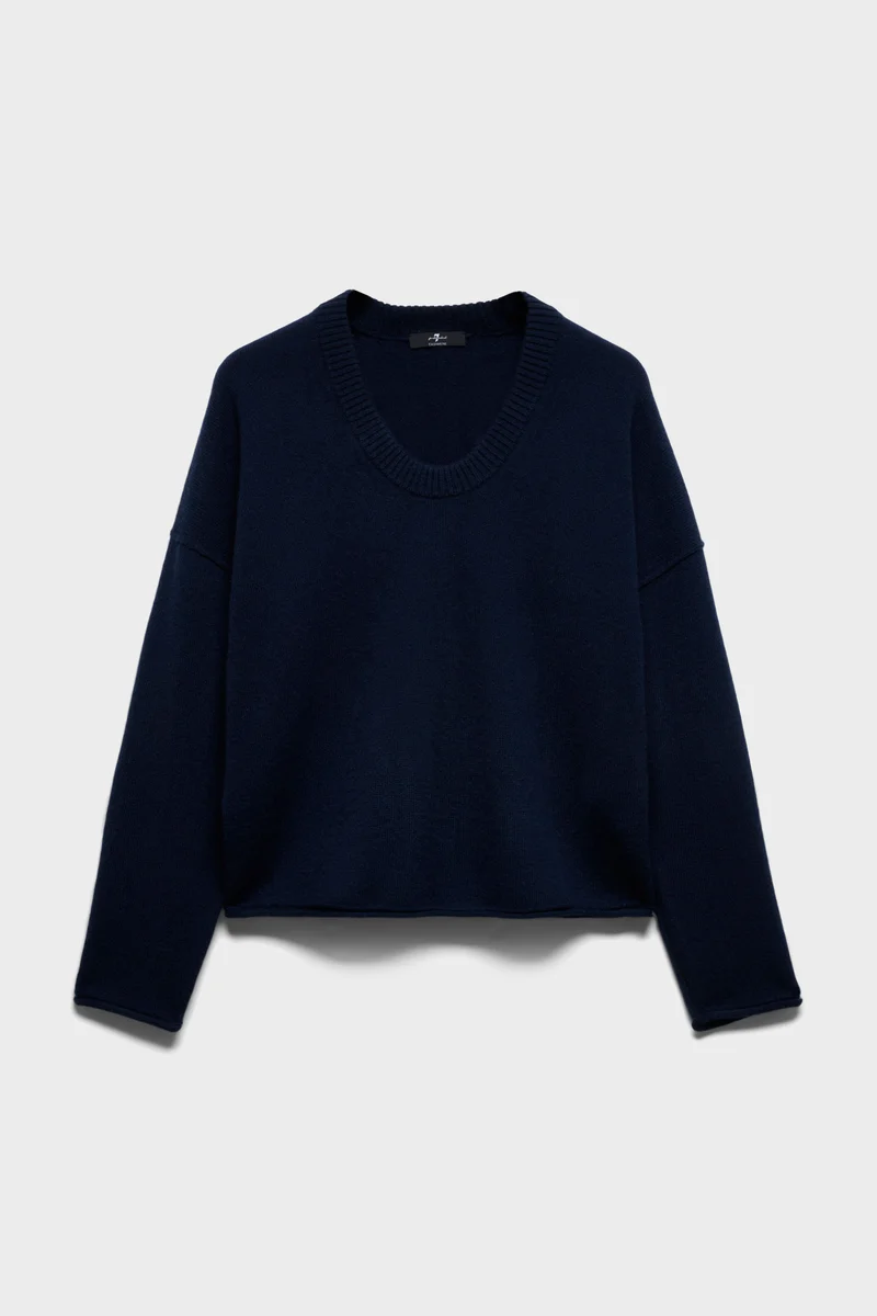 U-NECK SWEATER in Cashmere Midnight