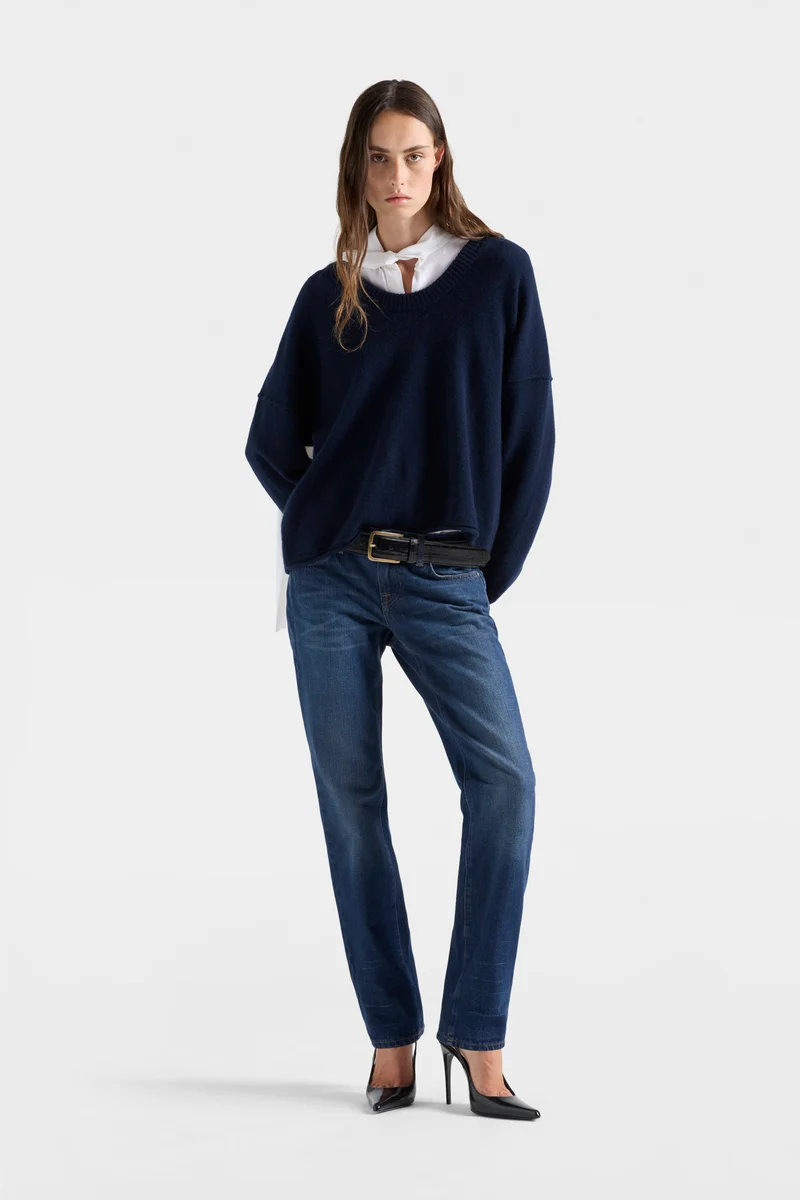 U-NECK SWEATER in Cashmere Midnight