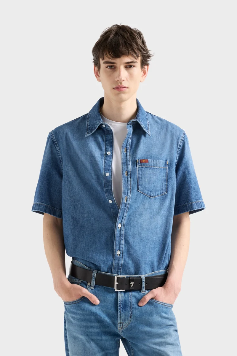 SHORT SLEEVE REGULAR SHIRT in Denim Canyon