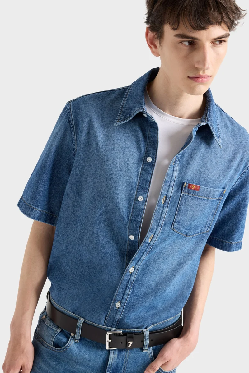 SHORT SLEEVE REGULAR SHIRT in Denim Canyon