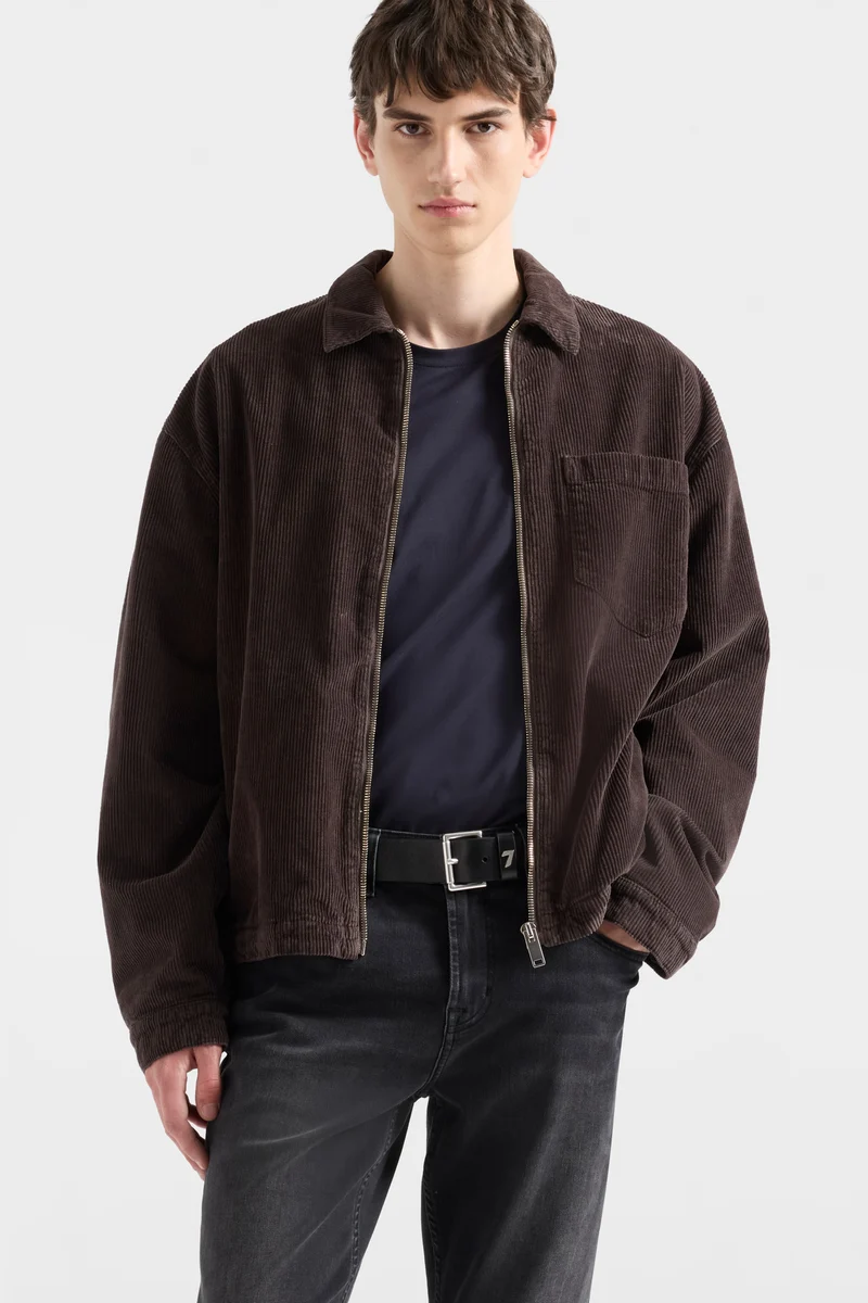 ZIP OVERSHIRT in Corduroy Smolder