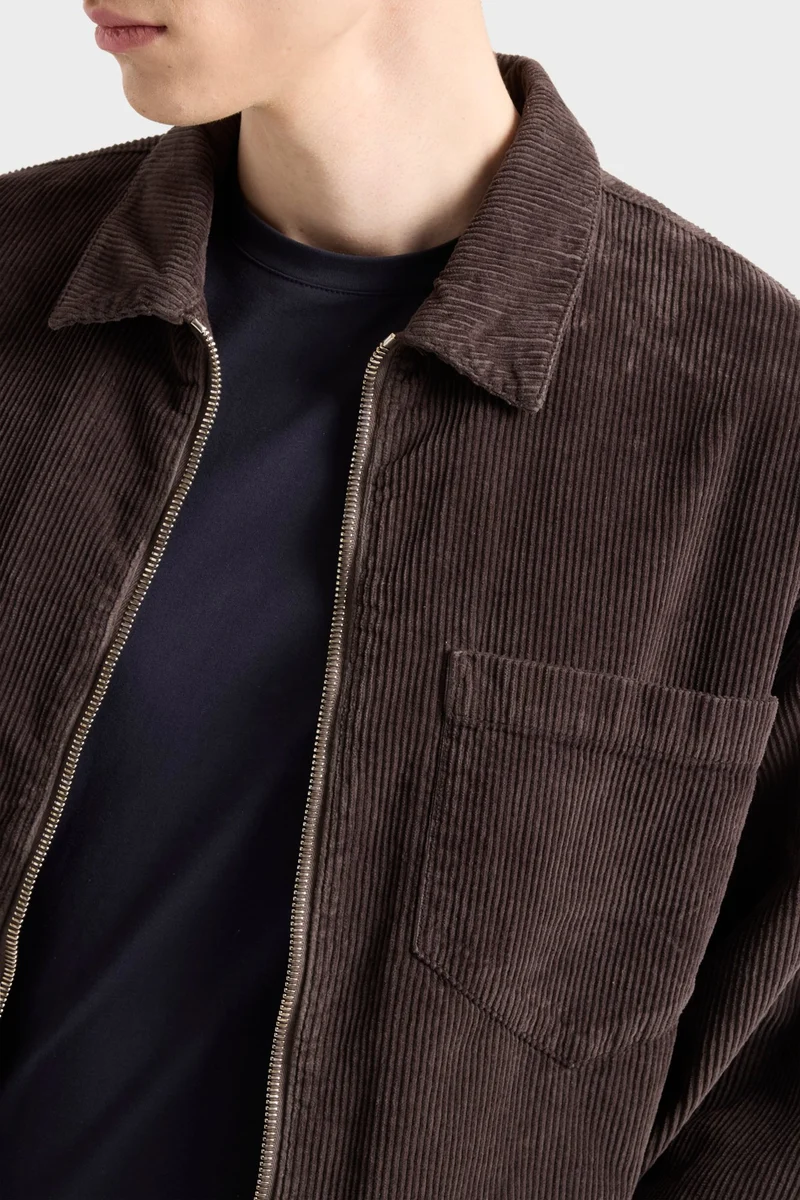 ZIP OVERSHIRT in Corduroy Smolder