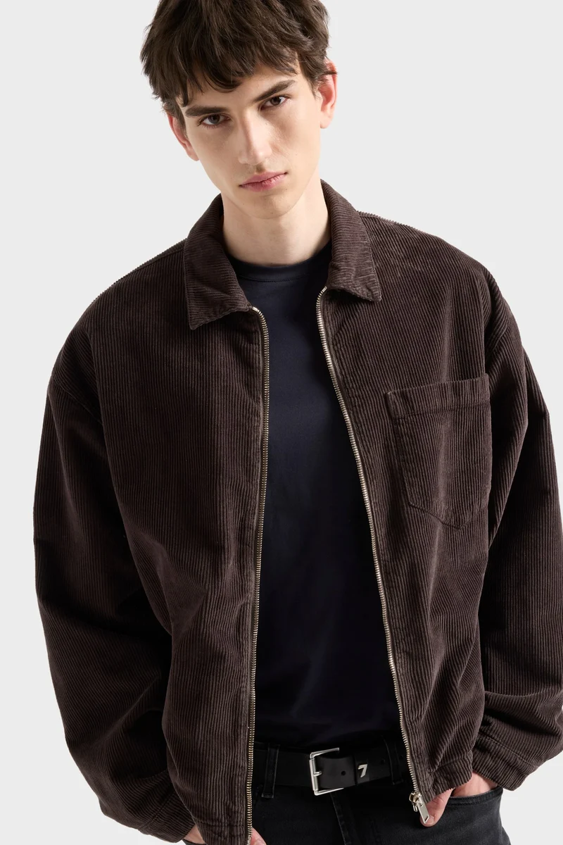 ZIP OVERSHIRT in Corduroy Smolder